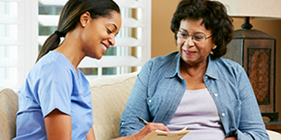 health professional speaking with a patient