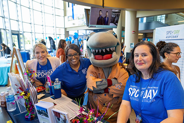 SPC President Dr. Tonjua Williams celebrating SPC Day with students at the Seminole campus