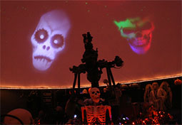 Halloween themed decorations in the planetarium dome